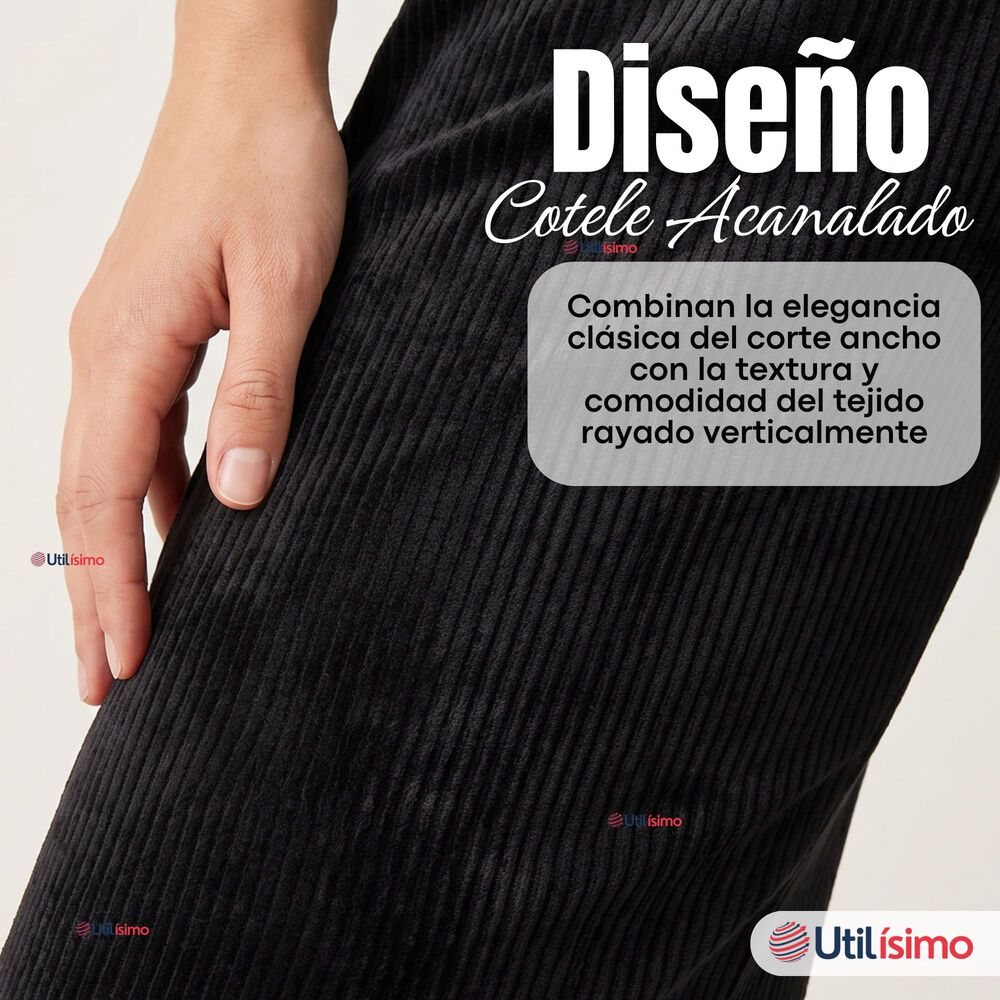 Pantal&oacute;n Cotel&eacute; Palazzo Polar Con Chiporro Elasticado T&eacute;rmico Negro image number 5.0