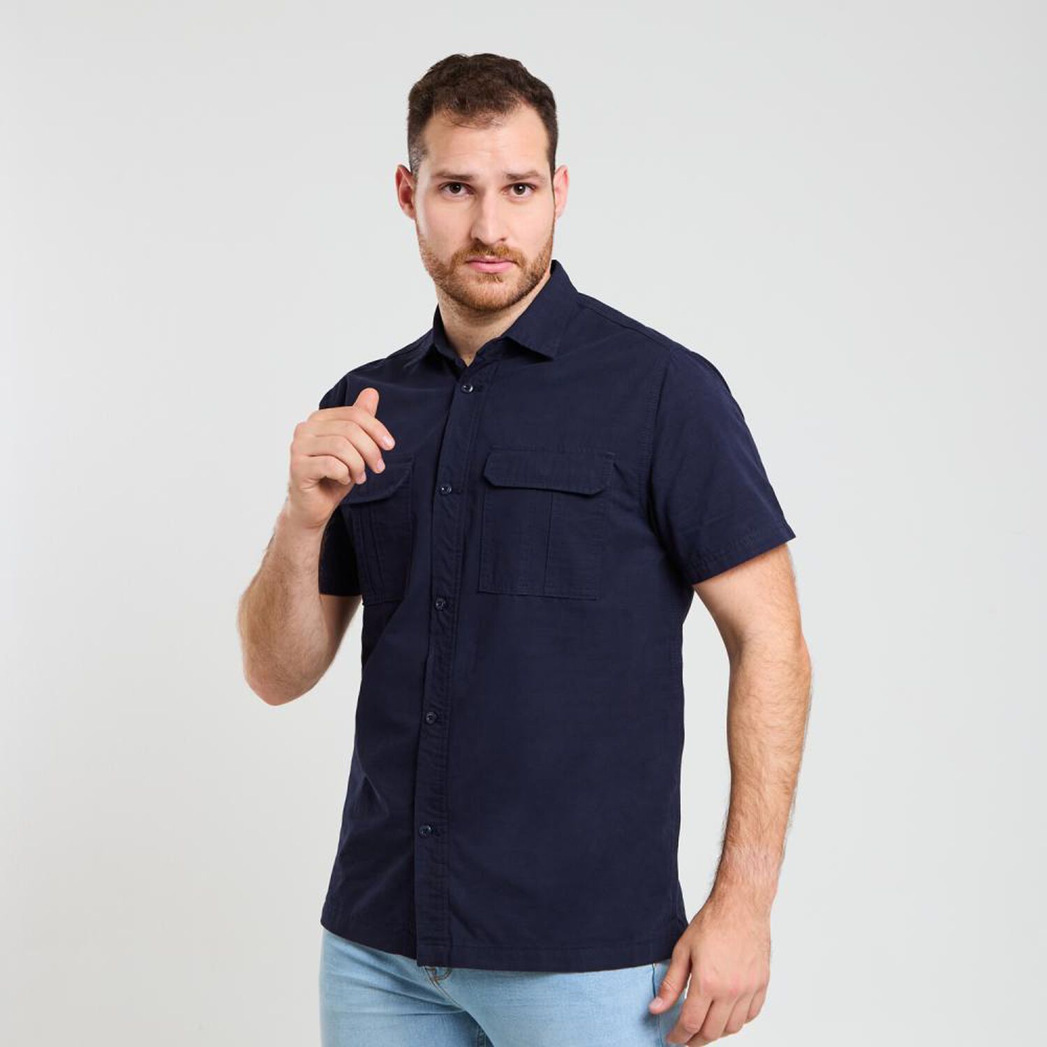 Camisa Lisa Regular Manga Larga Hombre Peroe image number 0.0