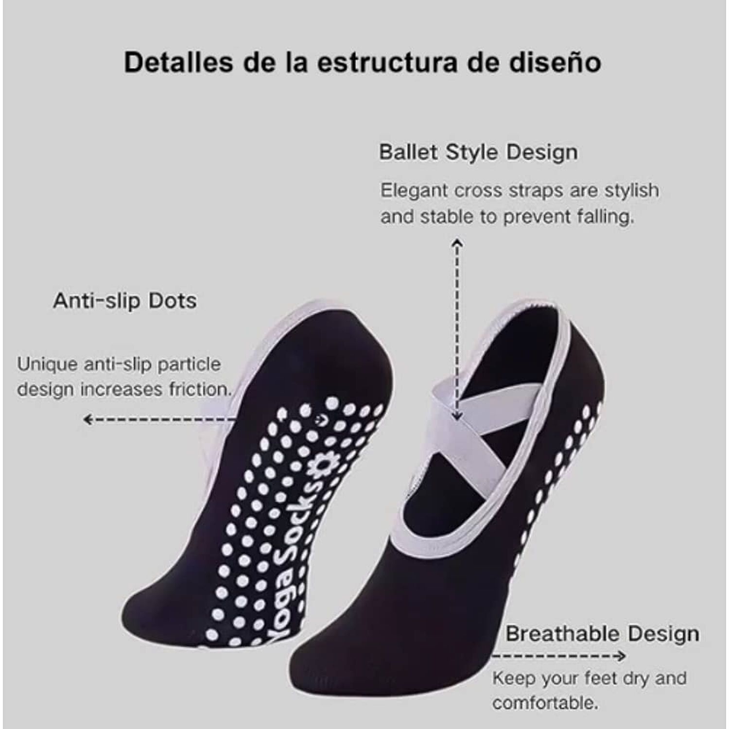 Calcetines Antideslizantes Yoga Pilates Set 5 Pares image number 5.0