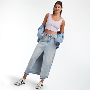Falda Denim Tiro Medio Midi Mujer Freedom