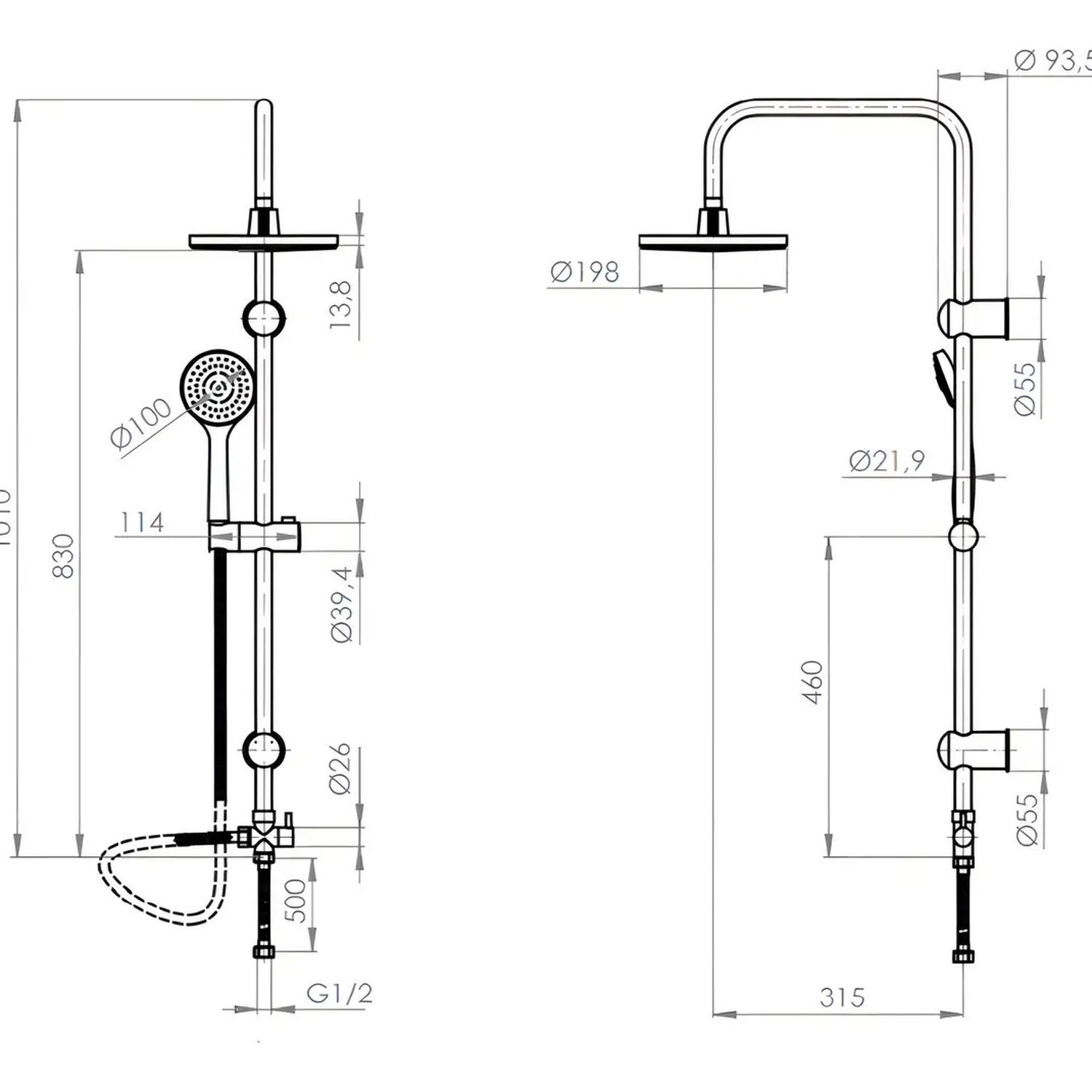 Columna De Ducha Grifo Plato Llave Modelo Rimini Stretto Color Cromo image number 4.0
