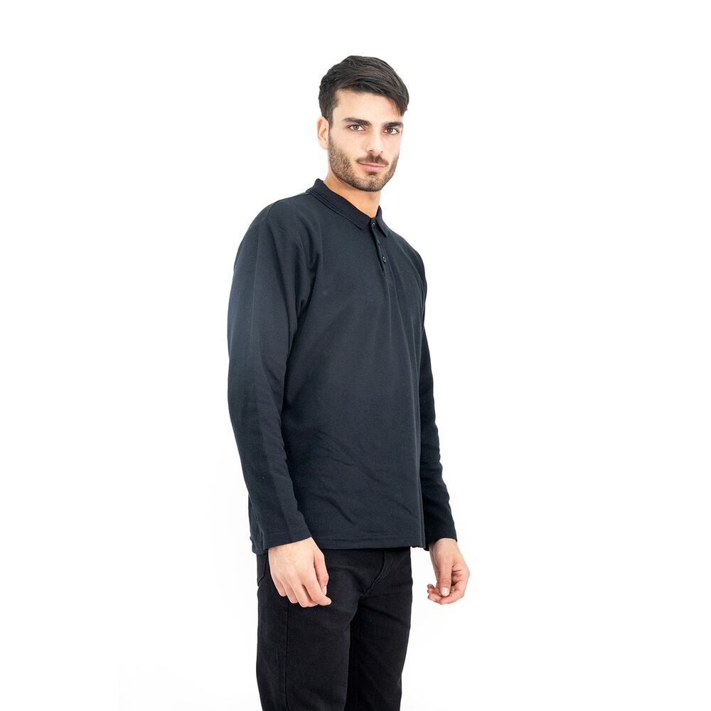 Polera Pique Quebec Manga Larga Negro Hombre image number 1.0