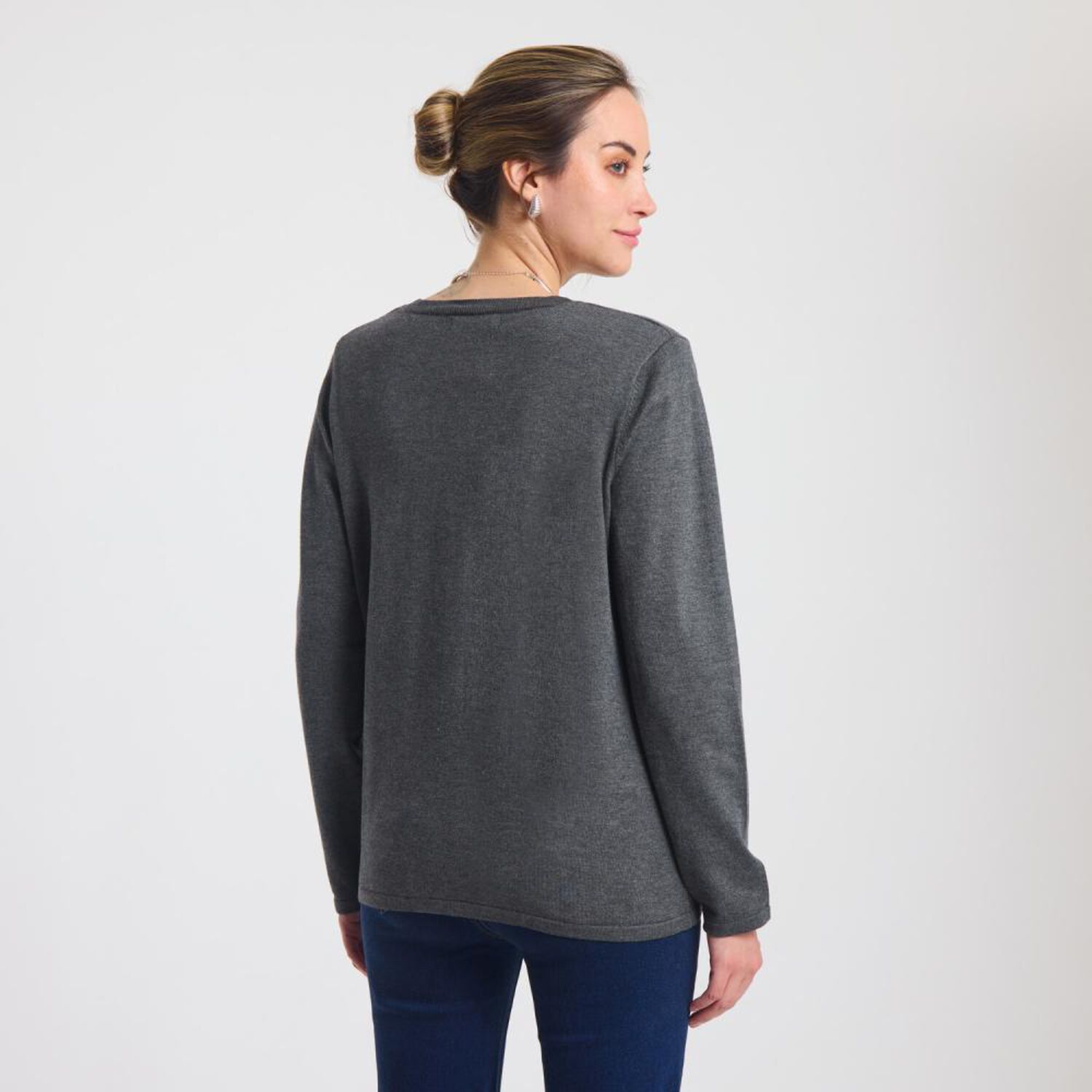 Sweater Abotonado Con Bolsillos Manga Larga Cuello V Mujer Lesage image number 3.0