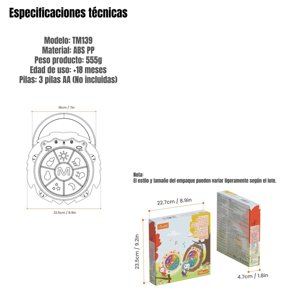 Juguete Sensorial Musical Con Luces 0-6 A&ntilde;os Tm139 Lubabycas image number 7.0