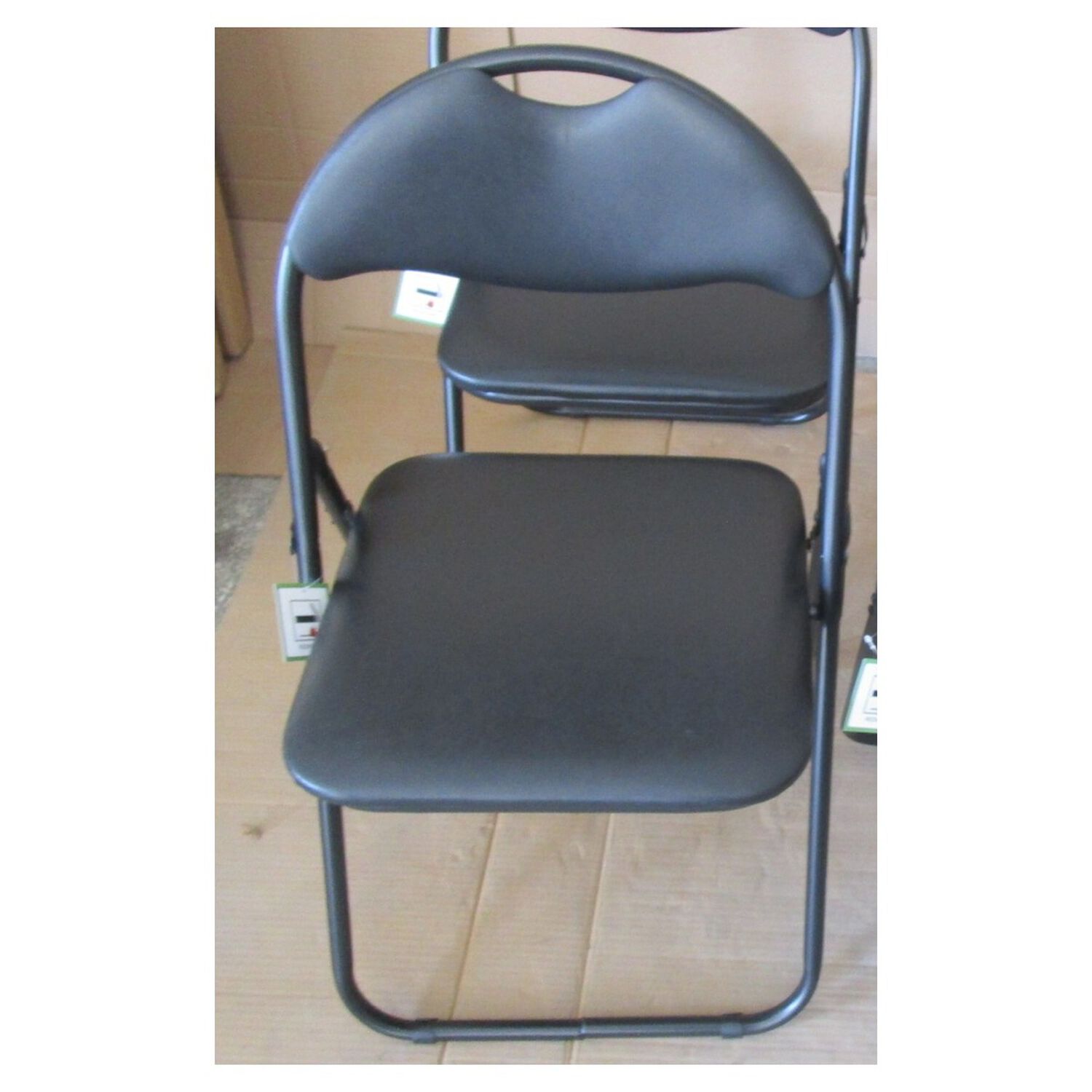 Silla Plegable Acolchada Metal Con Respaldo Port&aacute;til Negro Y Gris image number 0.0