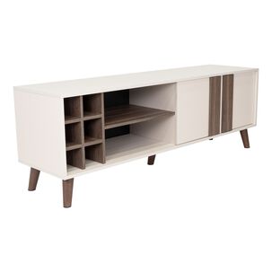 Rack Tv 65" Con 6 Botelleros 2 Puertas Beige