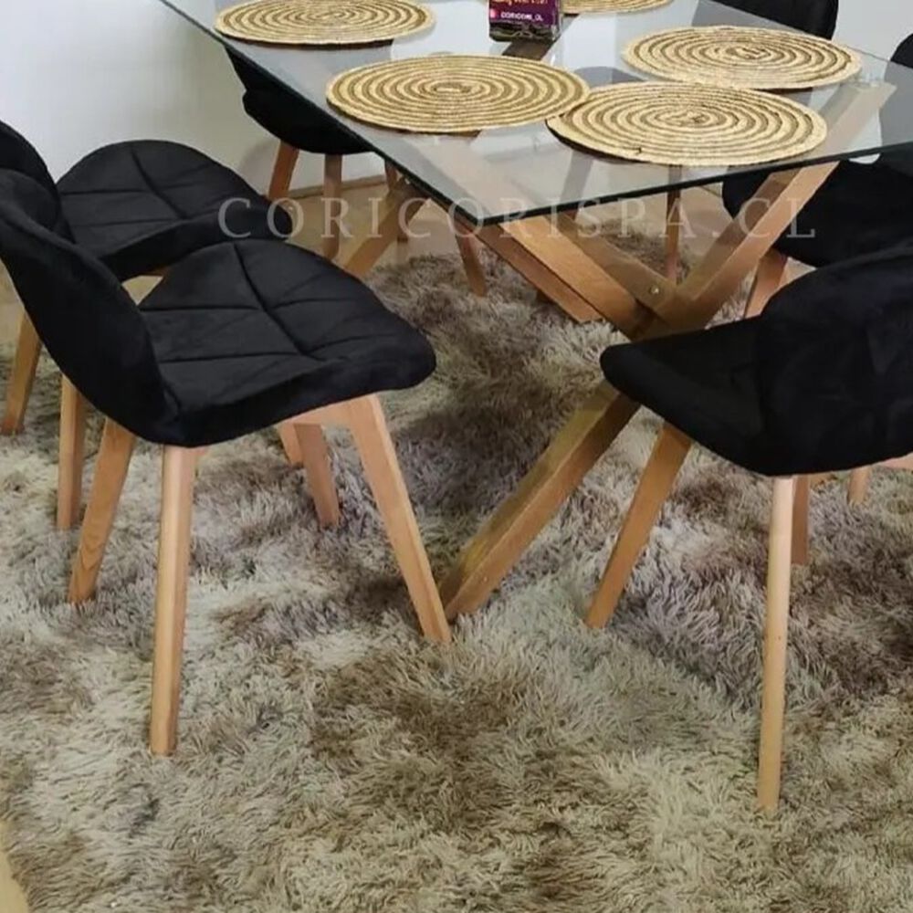 Comedor Medlock 120x80cm + 4 Sillas Mariposa Velvet Negro image number 0.0