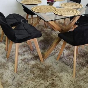 Comedor Medlock 120x80cm + 4 Sillas Mariposa Velvet Negro