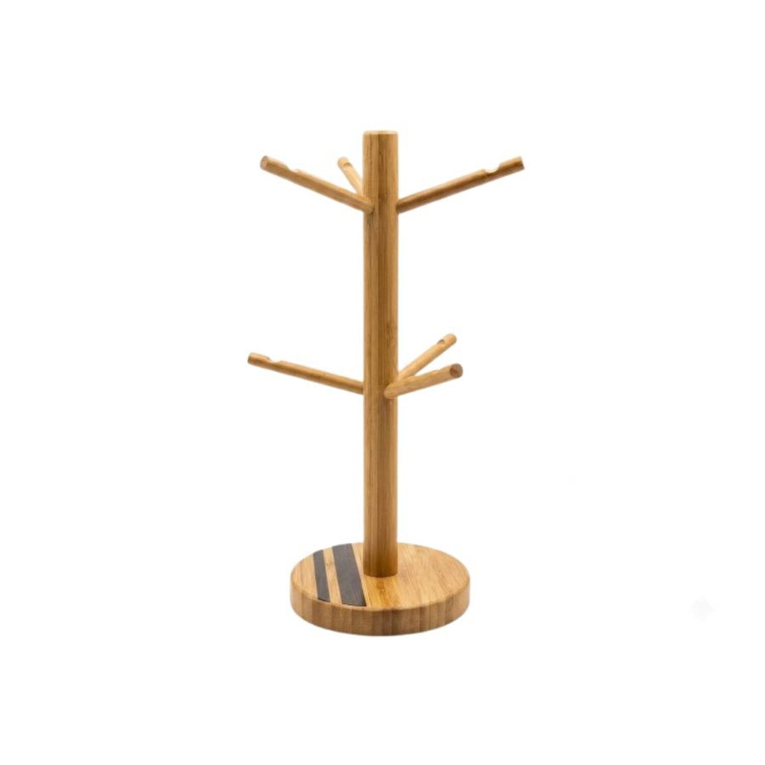 Porta Tazas Pie Bamb&uacute; 6 Ganchos &Aacute;rbol Organizador Cocina 33x12cm image number 0.0