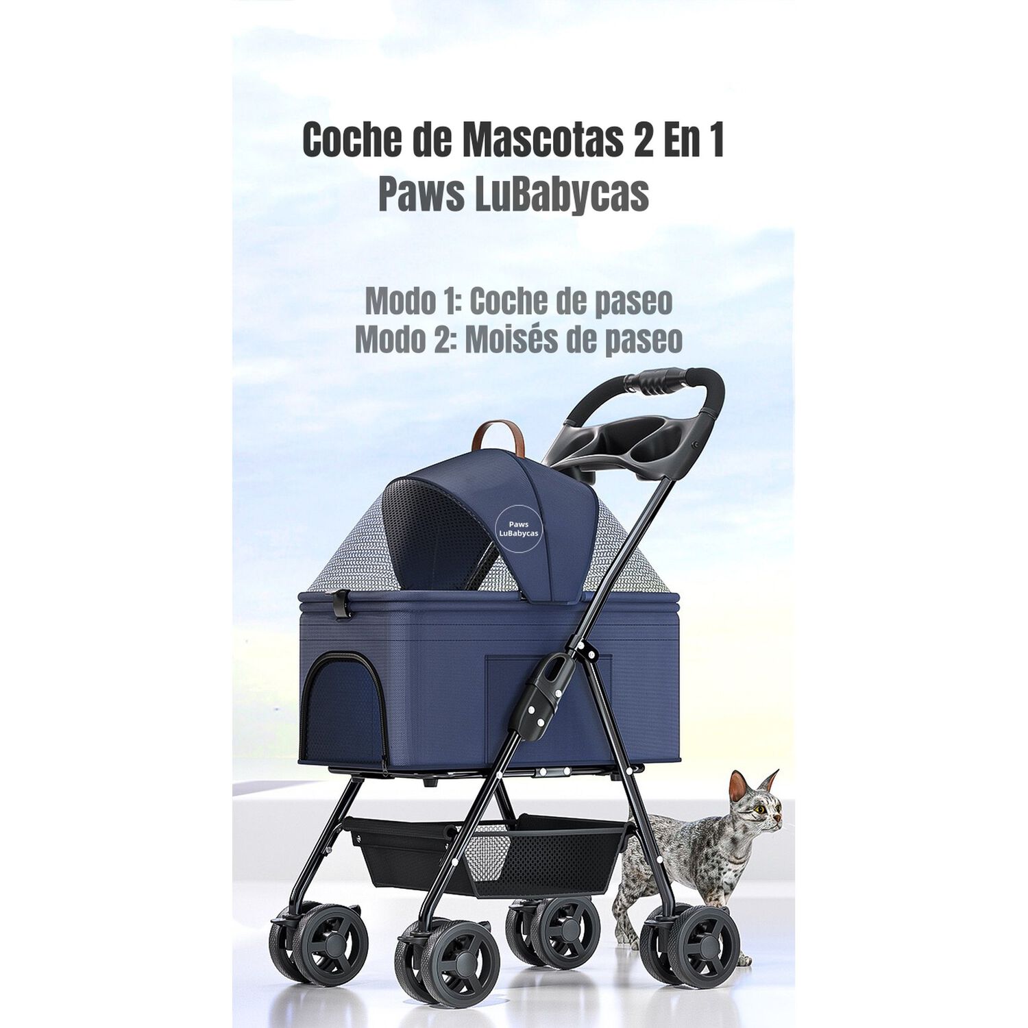 Coche Plegable 2 En 1 Para Mascotas Lubabycas Negro image number 1.0