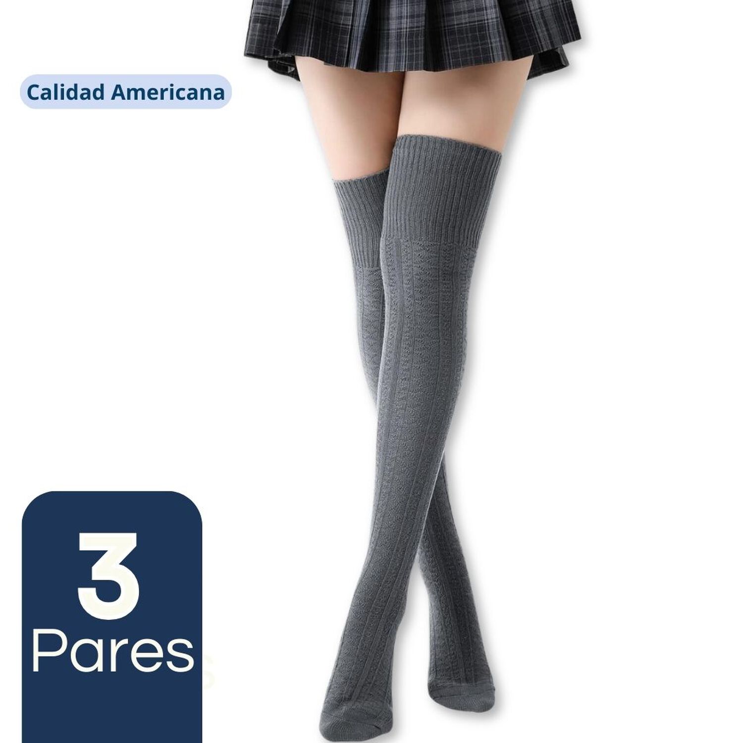 Pack 3 Bucaneras Escolares Acr&iacute;lica Gris Ni&ntilde;a Calcetas image number 0.0