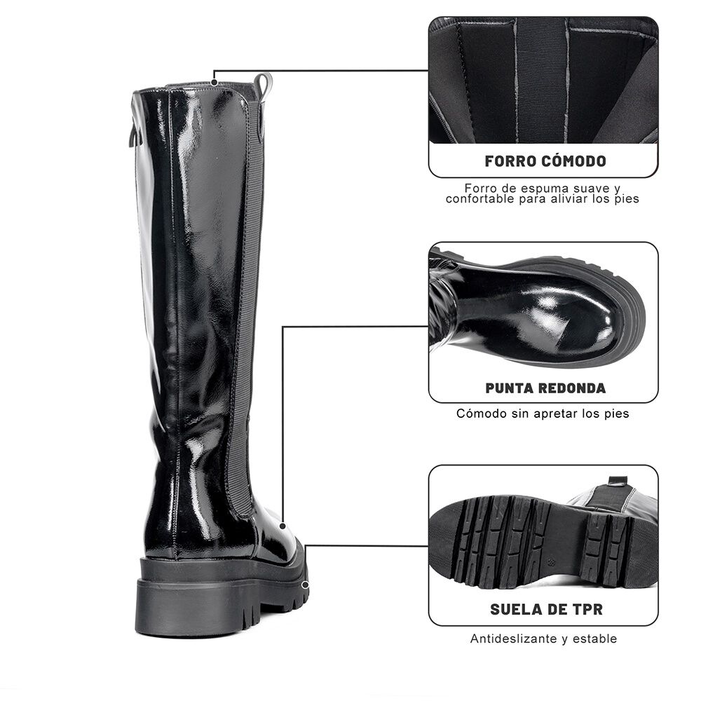 Botas Largas Mujer Eco Cuero Plataforma De Moda Weide Dh88 image number 7.0