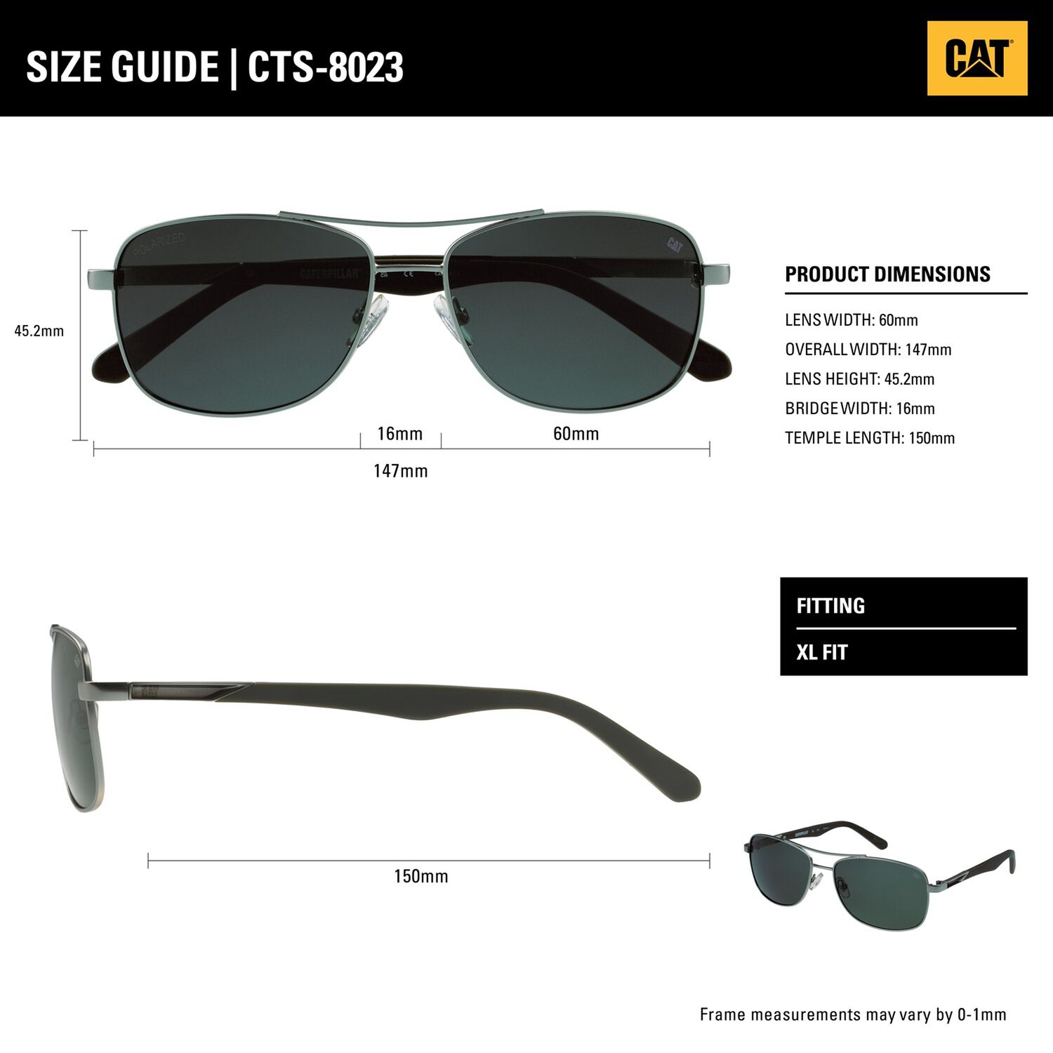 Lentes De Sol Polarizados Cat Cts-8023-004p Negro image number 2.0