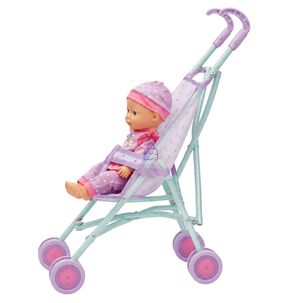 Mu&ntilde;eca Beb&eacute; 29cm Con Coche Plegable De Paseo - Ps