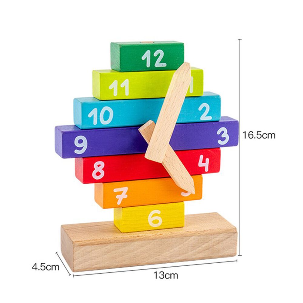 Puzzle De Madera Reloj Bloques Apilable Didáctico Montessori image number 6.0