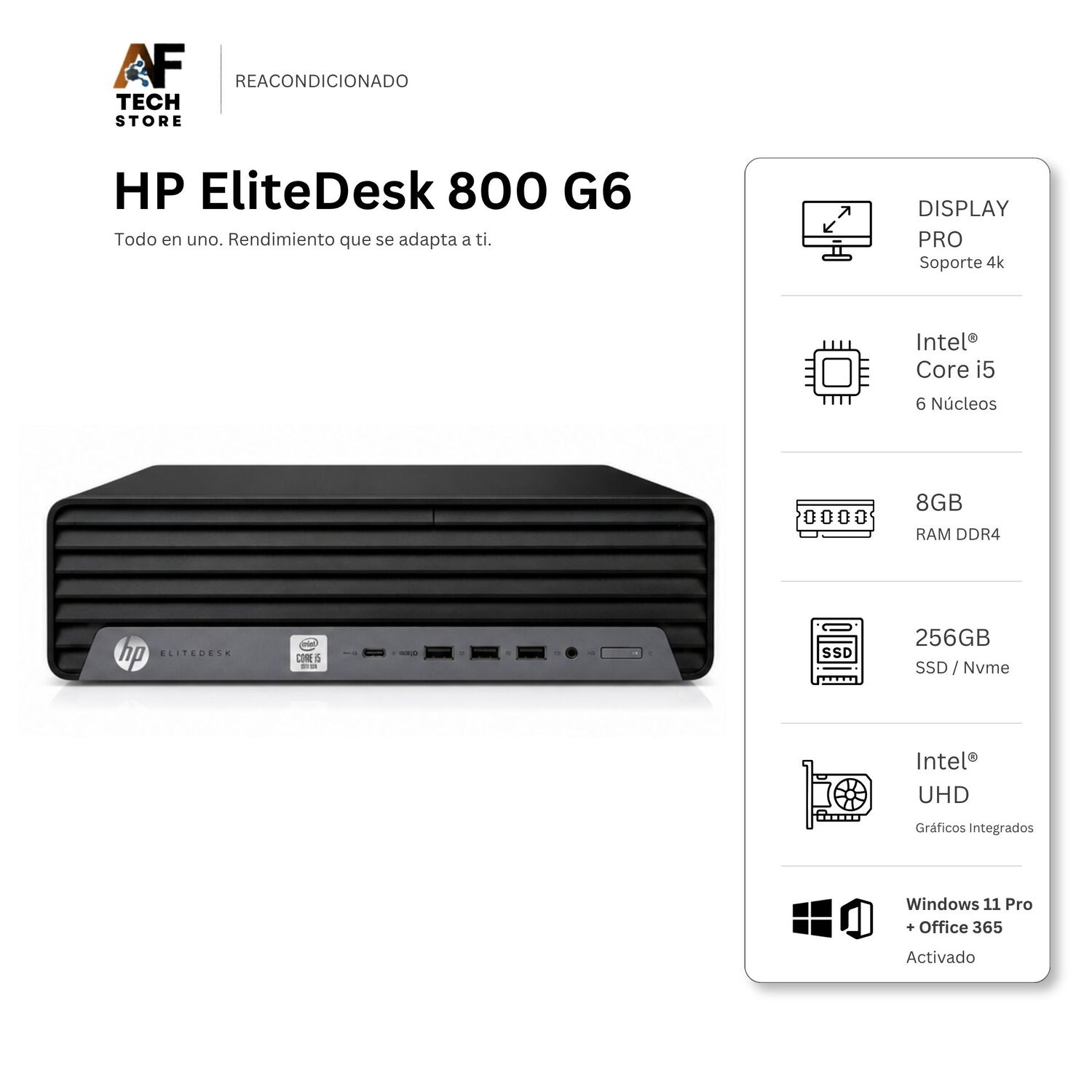 Computador Hp 800 G6 I5 10th 8gb 256gb - Win11 Office - Reacondicionado Profesional image number 0.0