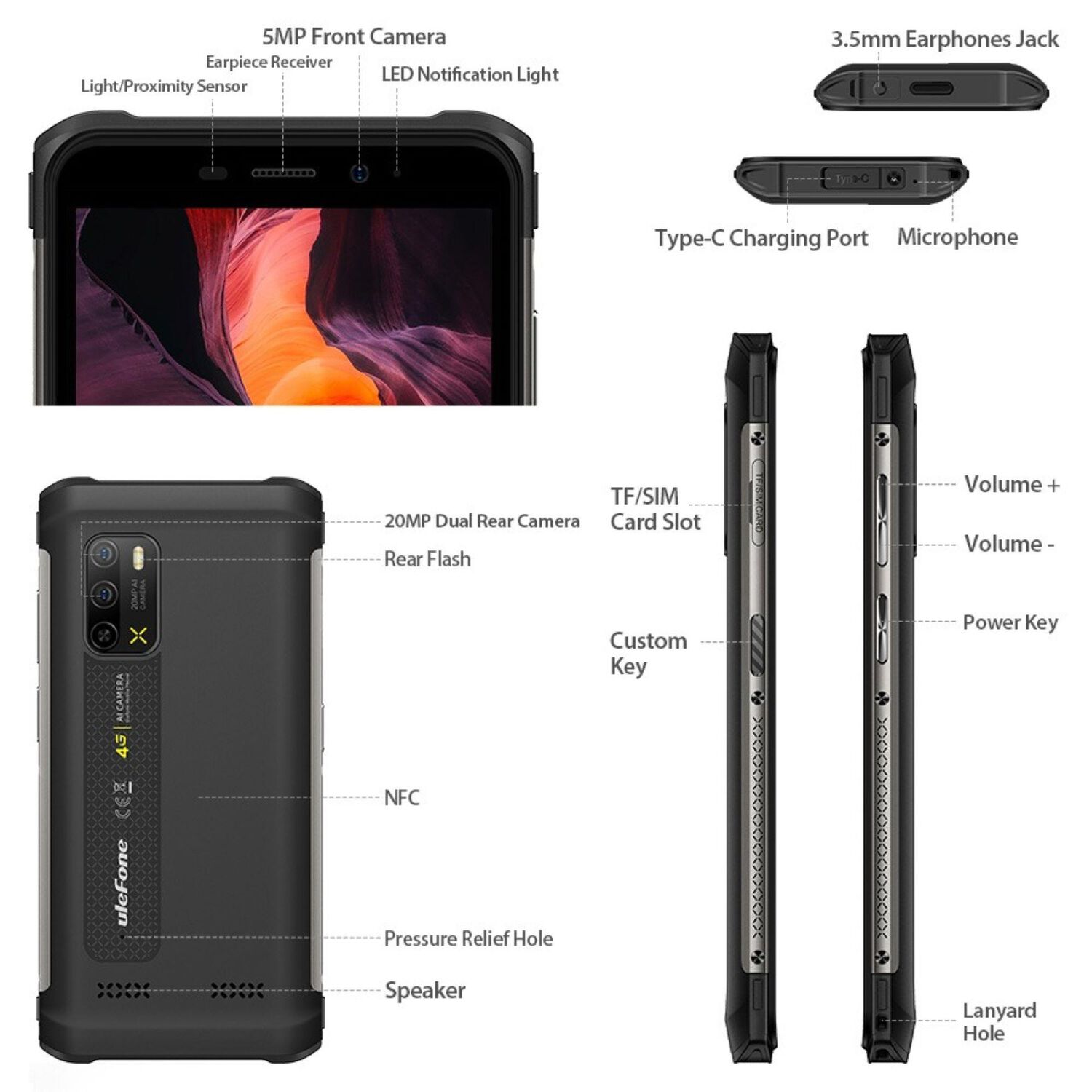 Celular Rugged Ulefone Armor X10 Pro Resistente A Golpes, Polvo, Humedad Y Agua / Desbloqueo Facial, Nfc, Bot&oacute;n Ptt image number 8.0
