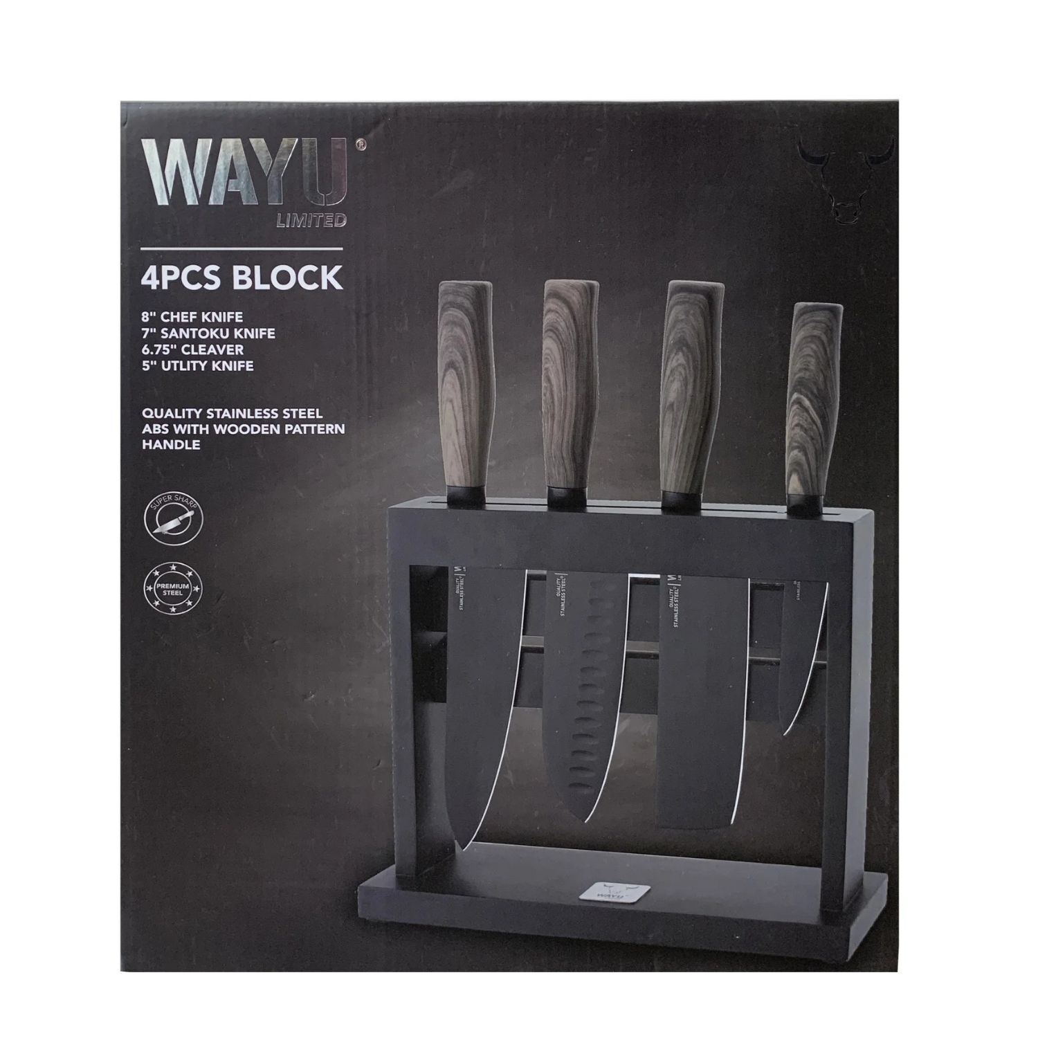 Conjunto De Cuchillos Acero Taco 4 Pcs Wayu Negro image number 4.0