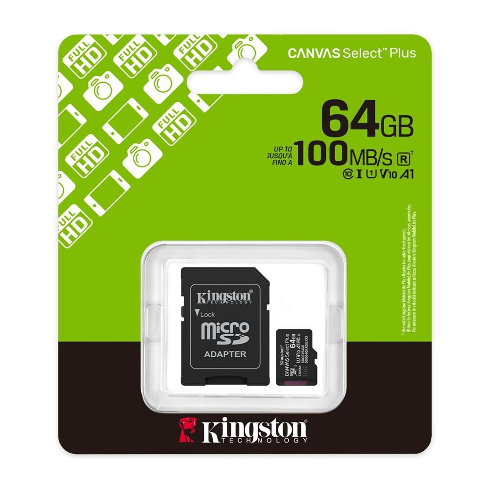 Tarjeta De Memoria Kingston Microsd 64gb Canvas Select Plus image number 0.0