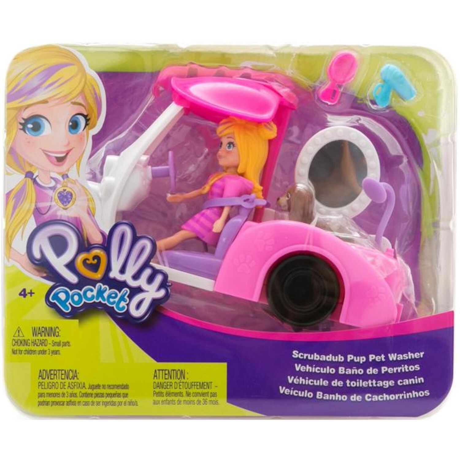 Juguete Auto Ba&ntilde;o De Perritos Infantil Rosado Polly Pocket image number 3.0