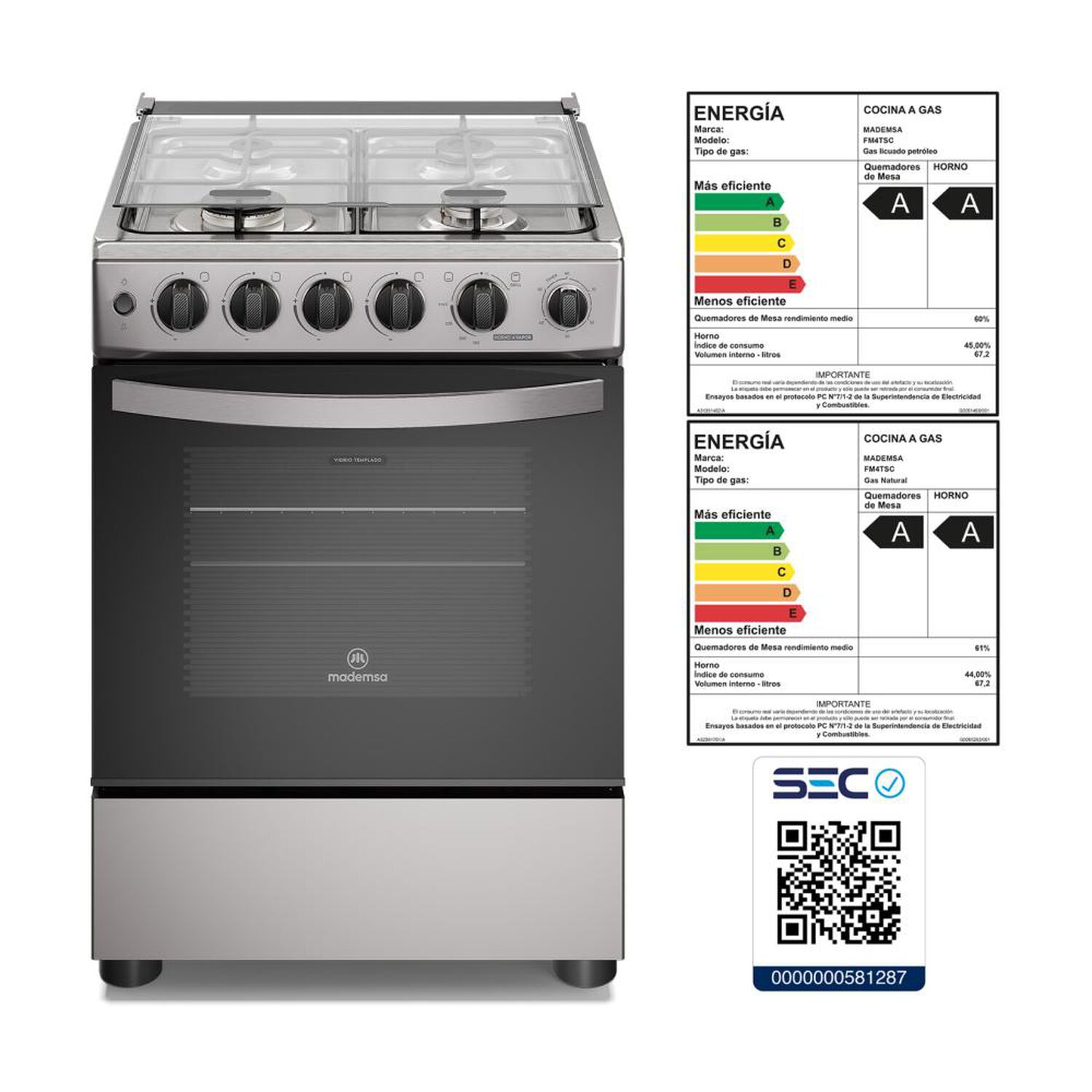 Cocina A Gas Mademsa Fm4tsc 4 Quemadores image number 8.0