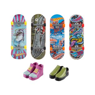 Hot Wheels Skate Multipack 4 Fingerboards + Tenis Moradas Y Negras