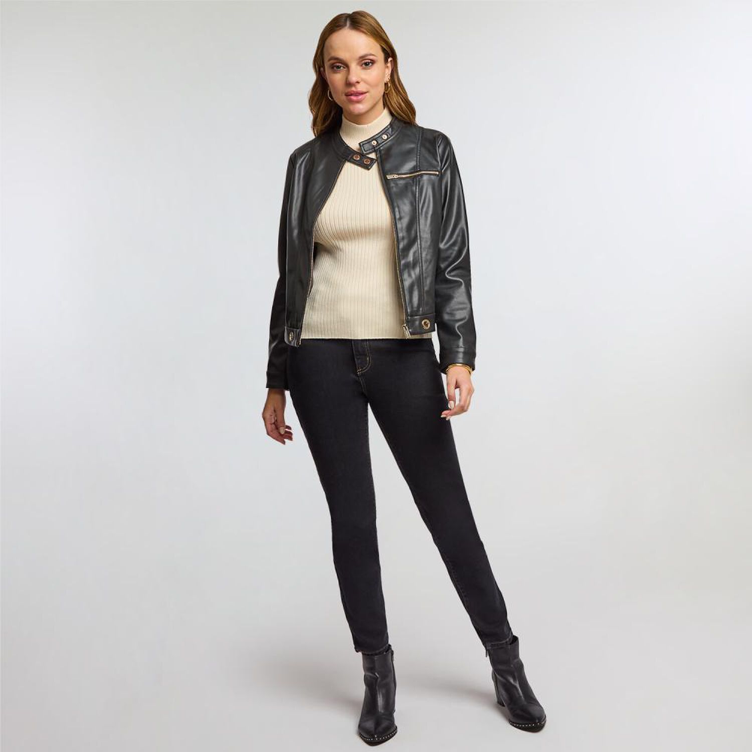 Sweater B&aacute;sico Acanalado Cuello Alto Mujer Kimera image number 1.0