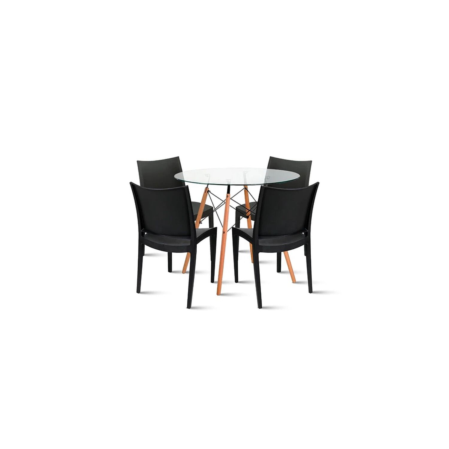 Comedor Mesa Eames De Vidrio 100cm + 4 Sillas De Terraza Exterior - Negras image number 0.0