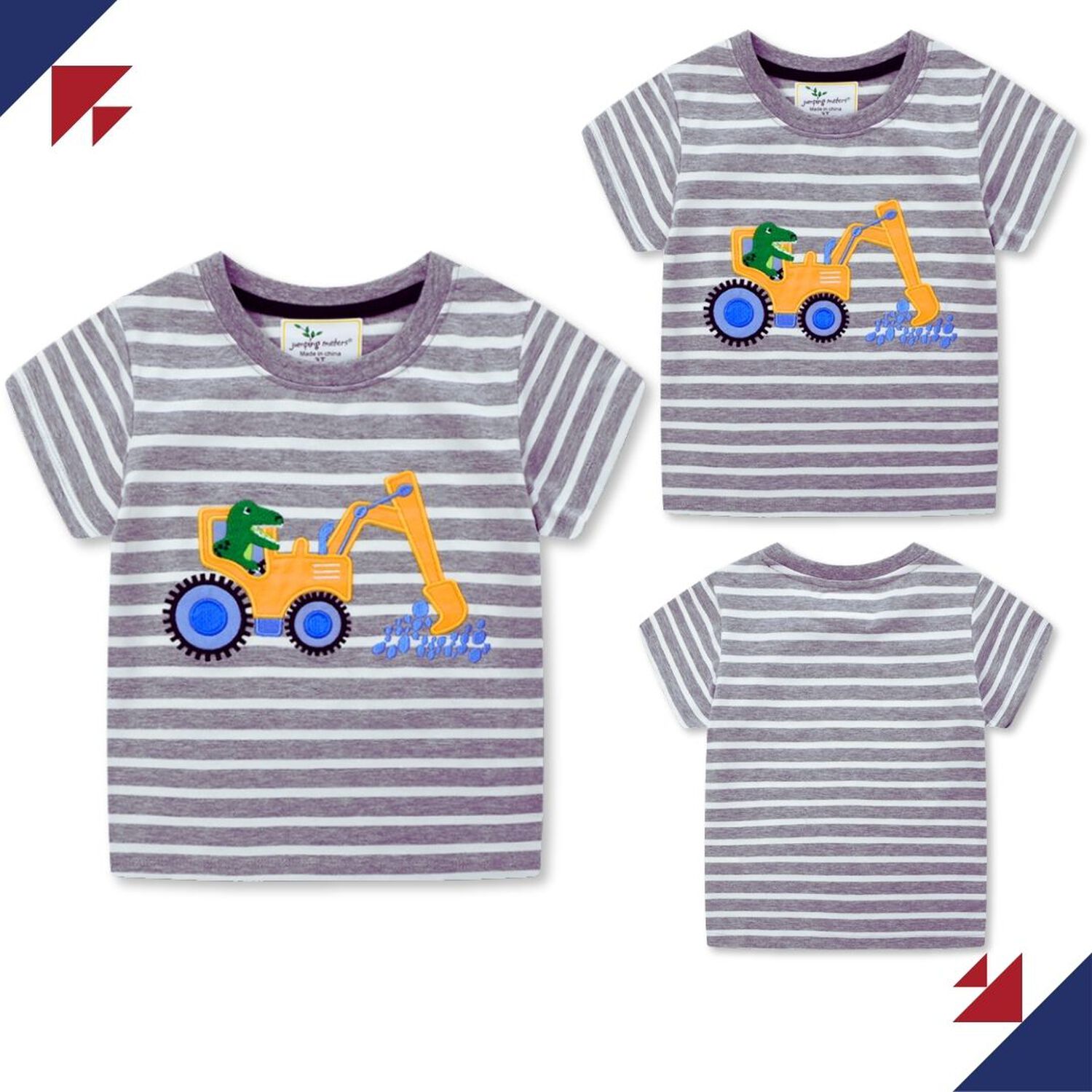 Polera Ni&ntilde;o Algod&oacute;n Manga Corta Jump Kids Rayas Blancas 2 A 7 A&ntilde;os image number 4.0