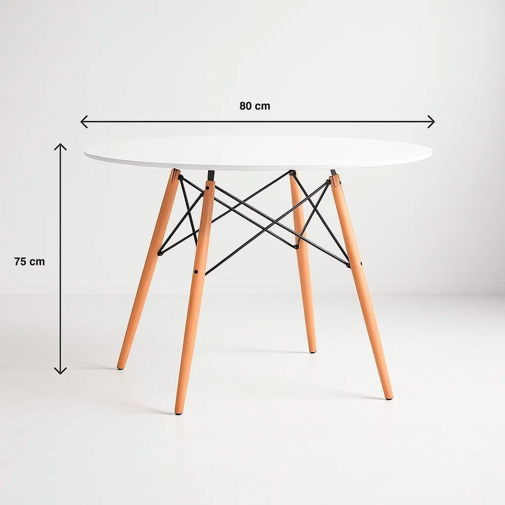 Mesa De Comedor Eames 80cm Redonda - Blanca image number 3.0
