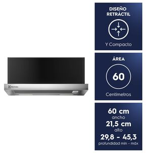 Campana Cocina extractora retr&aacute;ctil 60cm Luz Led De6rs Inox