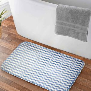 Pack 2 Alfombras De Ba&ntilde;o Nautica Home Memory Foam 40x60 Cm Cuadros Azul