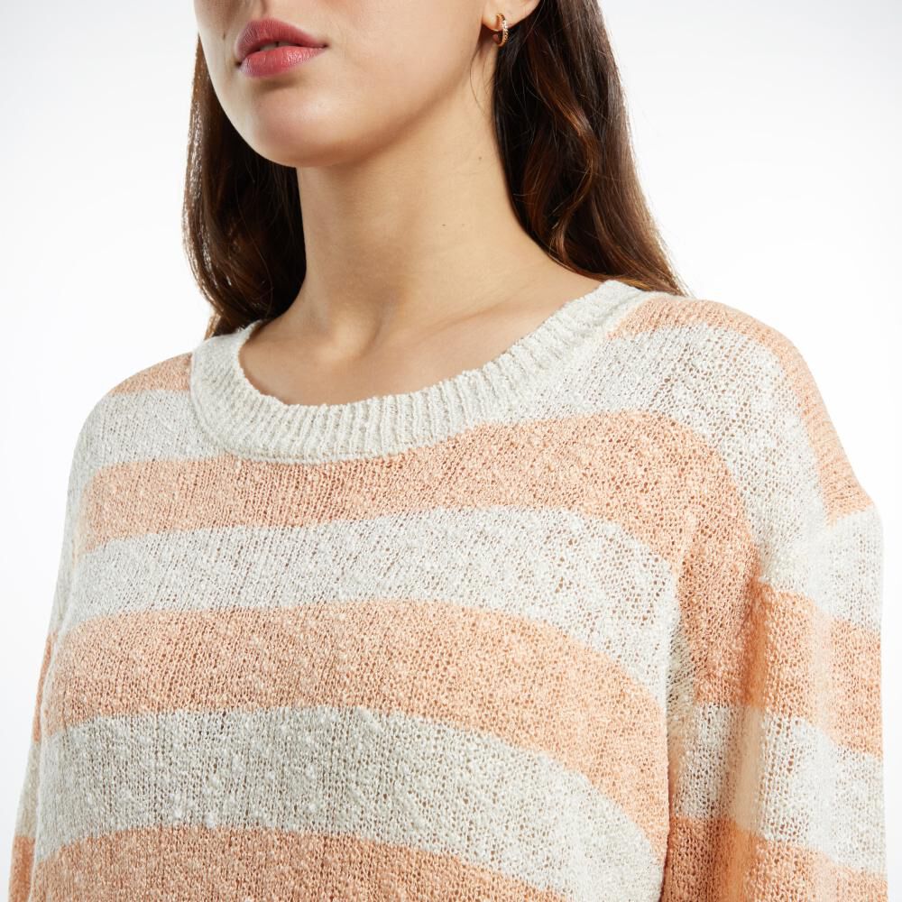 Sweater Boucle Listado Cuello Redondo Mujer Kimera image number 4.0