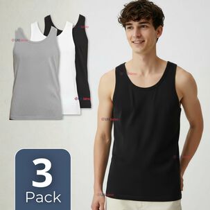 UTILISIMO Pack 3 Camisetas Sin Manga Básicas Suaves 100% Algodón Colores Surtidos Hombre