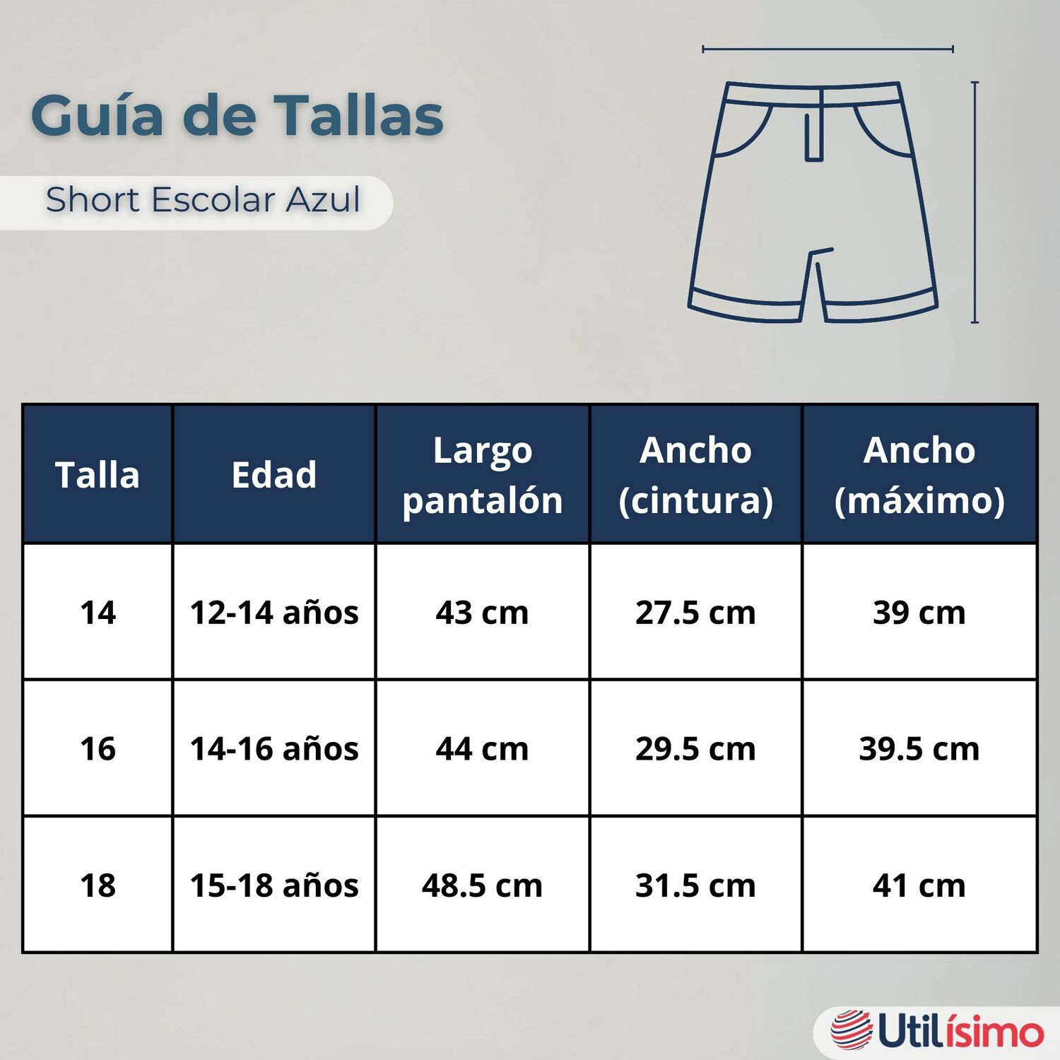 Pantal&oacute;n Corto Short Juvenil Algod&oacute;n Deportivo Escolar Azul Marino image number 2.0