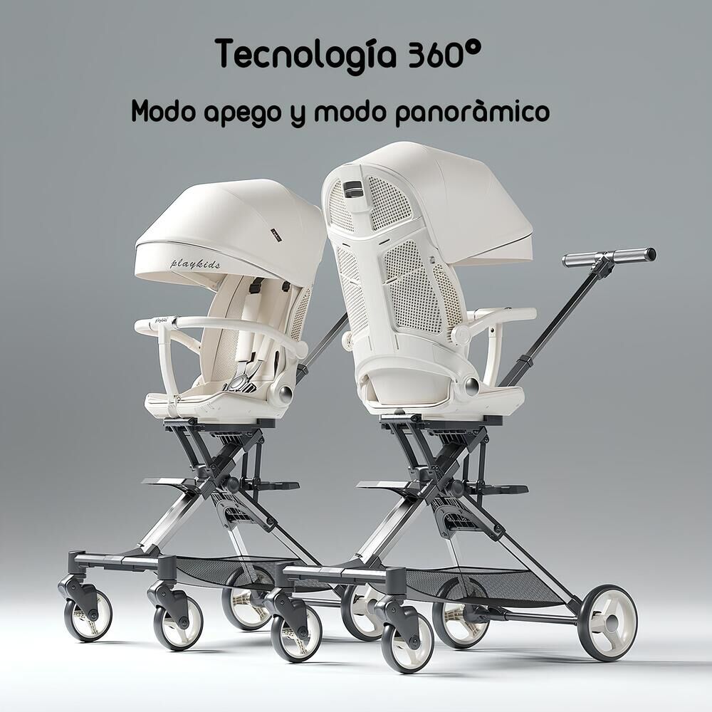 Coche De Paseo 360&deg; Reclinable Playkids Blanco Lubabycas image number 3.0