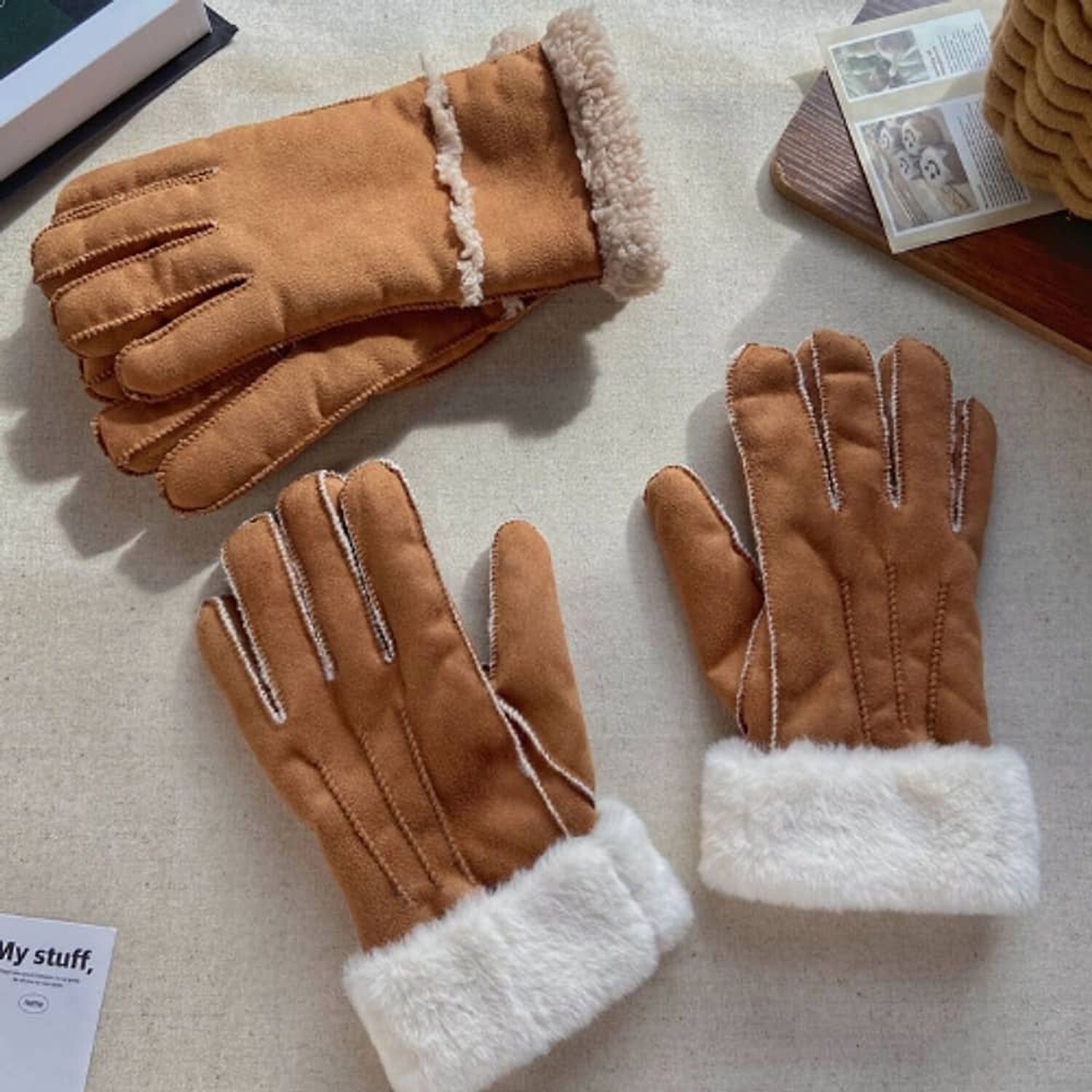 Guantes De Lana Invierno Para Mujer C&aacute;lidos Resistentes image number 2.0