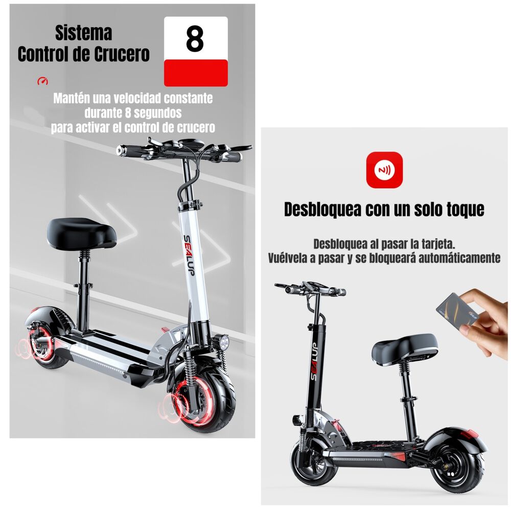 Scooter Adulto Eléctrico Flash 48v 500w 80km Aluminio Negro image number 7.0