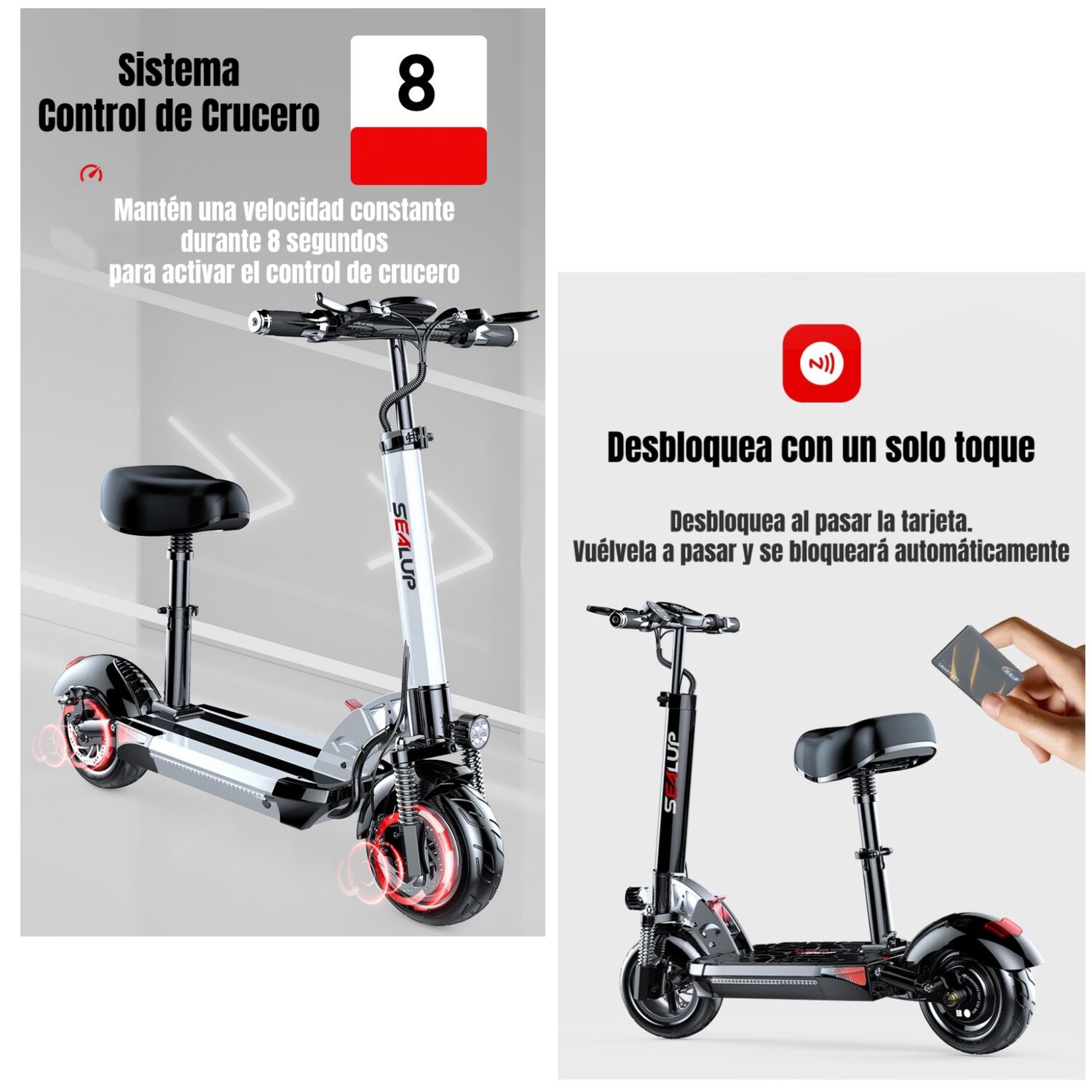 Scooter Adulto El&eacute;ctrico Flash 48v 500w 80km Aluminio Negro image number 7.0