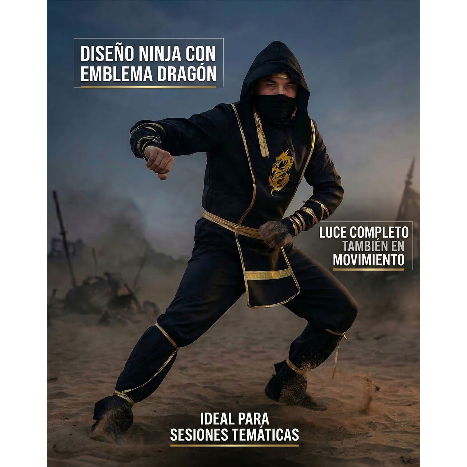 Disfraz Premium Ninja Dragon Esqueleto Camuflaje Infantil image number 33.0