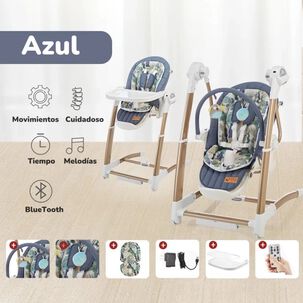 Silla De Comer Y Columpio Mecedor Lujoso Lubabycas Azul