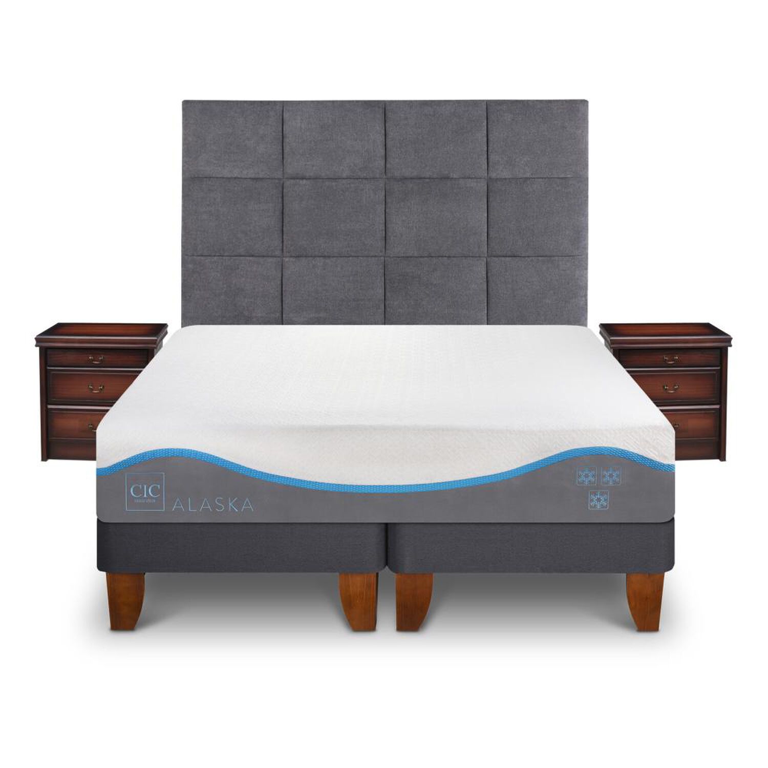 Cama Europea Cic Alaska / 2 Plazas / Base Dividida + Set De Maderas image number 0.0