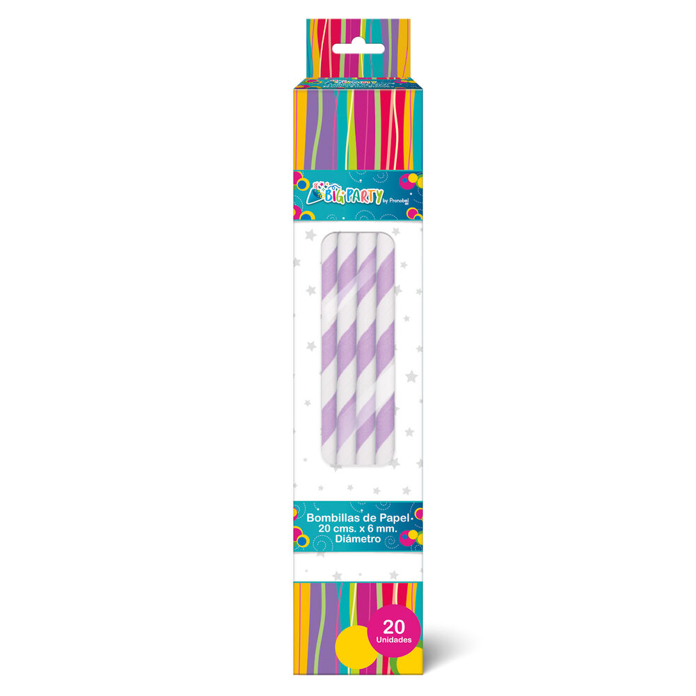Bombilla Papel Morado-blanco 20 Unidades image number 0.0