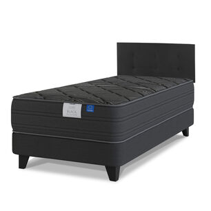 Cama Europea Flex Black / 1.5 Plazas / Base Normal + Respaldo