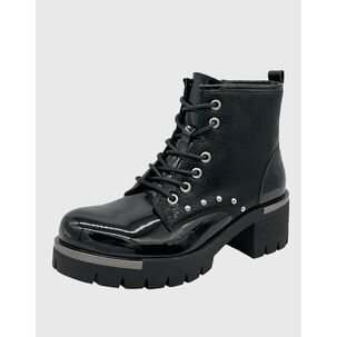 Botin Ca&ntilde;a Alta, Punta Redonda Y Con Cordones Negro