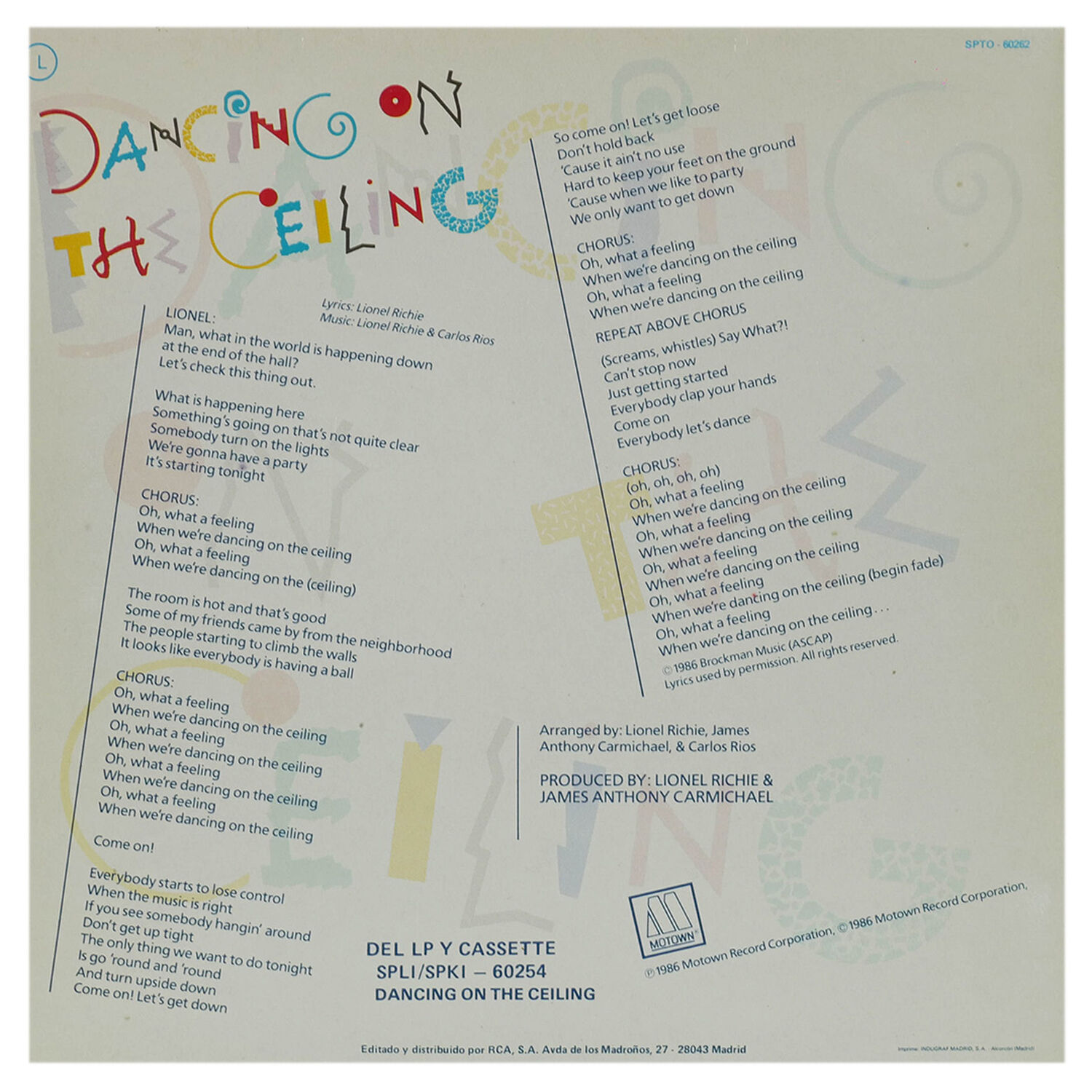 Lionel Richie - Dancing On The Ceiling | 12" Maxi Single Usado image number 1.0