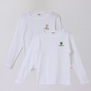 Bipack Camiseta Escolar Ni&ntilde;o Manga Larga Blanco Minecraft