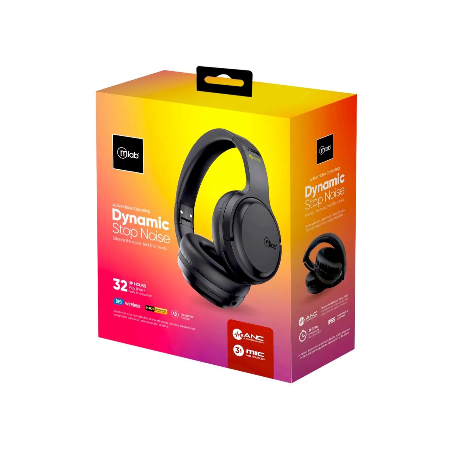 Audifonos Bluetooth Overear Negro Dynamic Stop Noise Mlab image number 3.0