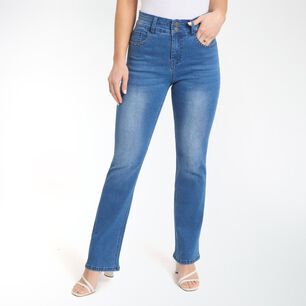 Jeans Brillos Tiro Alto Flare Mujer Geeps