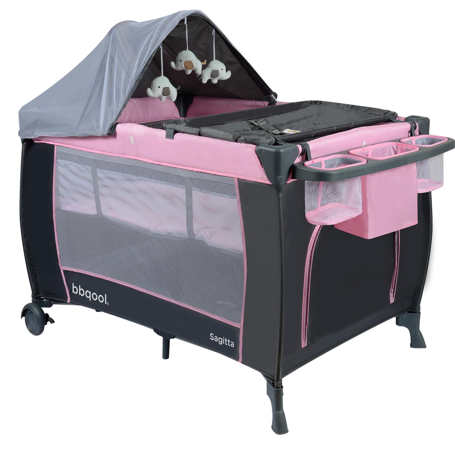 Cuna Playard Sagitta Rosado + Colch&oacute;n De Espuma image number 2.0